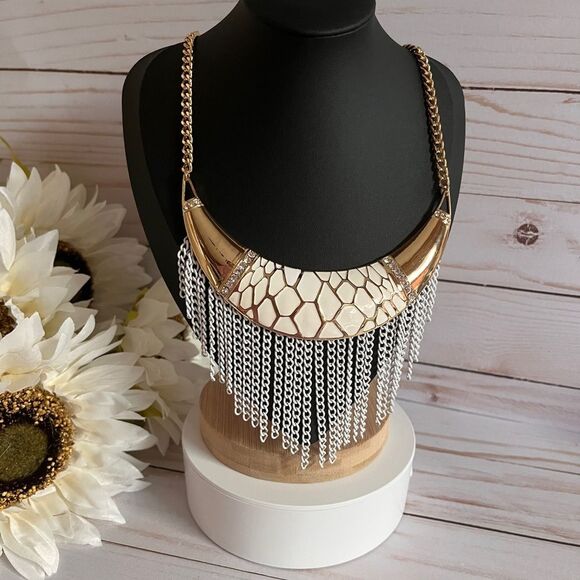Crescent Moon Fringe Necklace - Picture 2 of 5